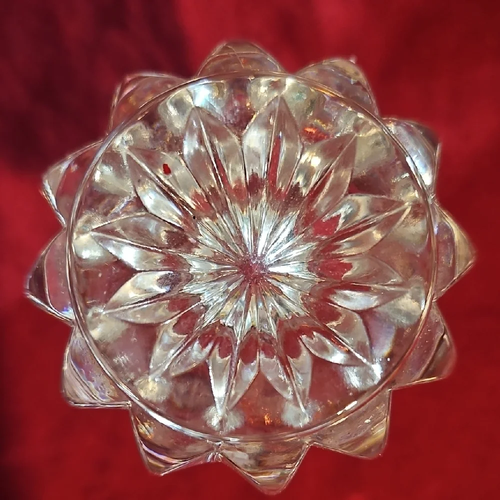VTG Hofbauer German Lead Crystal Heart Dish & Ruby Bud Vase Collector Quality
